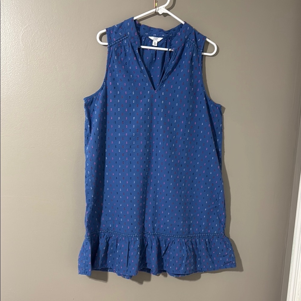crown & ivy Blue Sleeveless Mini Dress with Ruffle Hem